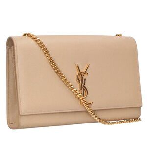Saint Laurent Paris Kate Grain Powder Textured Calf Shoulder Bag Beige Gold